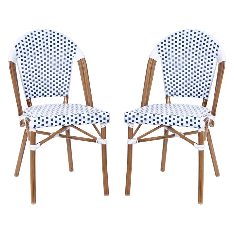 2 Pack All-Weather Commercial Paris Chairs with Bamboo Print Frame