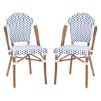 2 Pack All-Weather Commercial Paris Chairs with Bamboo Print Frame