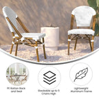 2 Pack All-Weather Commercial Paris Chairs with Bamboo Print Frame