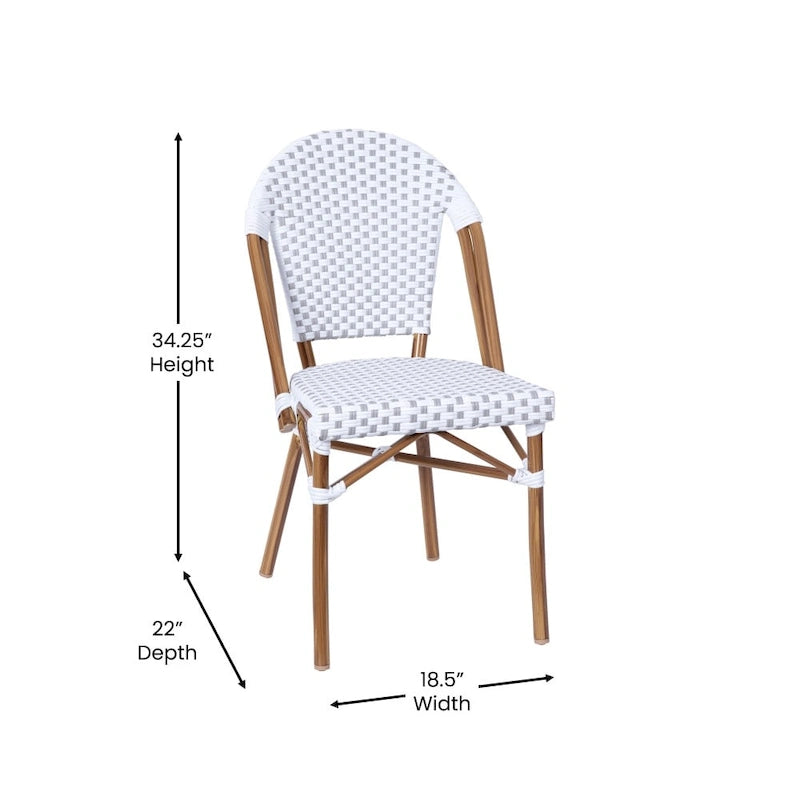 2 Pack All-Weather Commercial Paris Chairs with Bamboo Print Frame