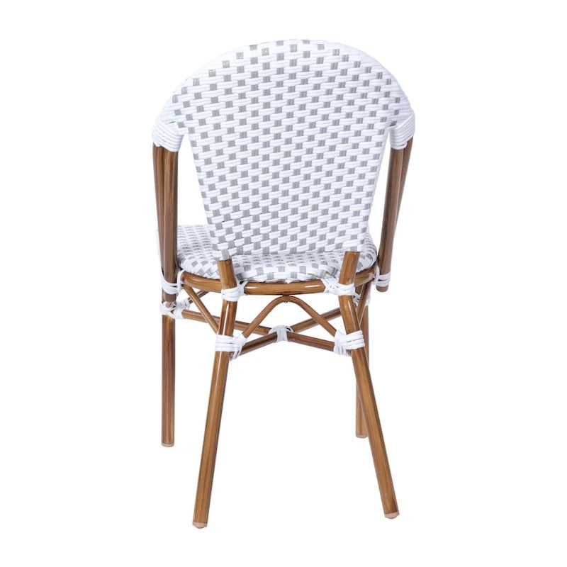 2 Pack All-Weather Commercial Paris Chairs with Bamboo Print Frame