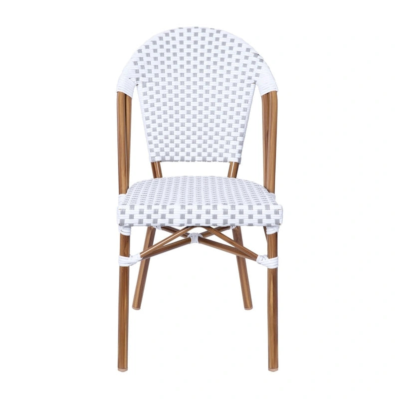 2 Pack All-Weather Commercial Paris Chairs with Bamboo Print Frame