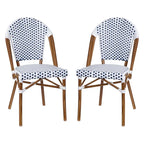 2 Pack All-Weather Commercial Paris Chairs with Bamboo Print Frame