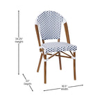 2 Pack All-Weather Commercial Paris Chairs with Bamboo Print Frame