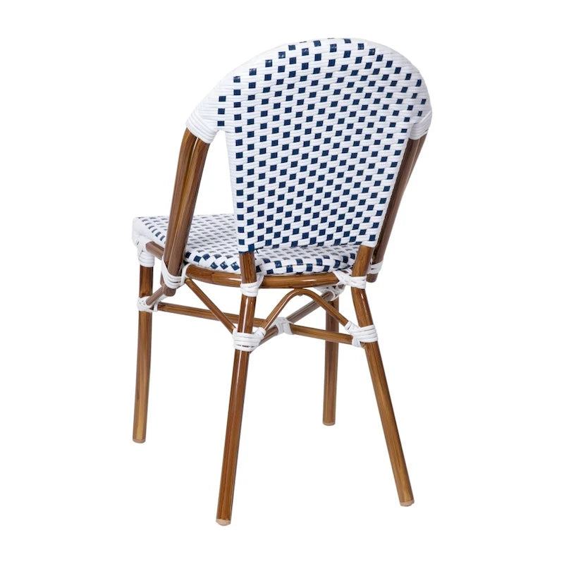 2 Pack All-Weather Commercial Paris Chairs with Bamboo Print Frame