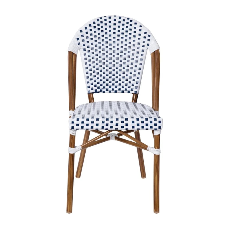 2 Pack All-Weather Commercial Paris Chairs with Bamboo Print Frame