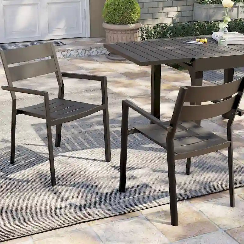Pellebant Outdoor Patio Aluminum Stackable Dining Armchairs - 22.2in W x 21.5in D x 32.2in H