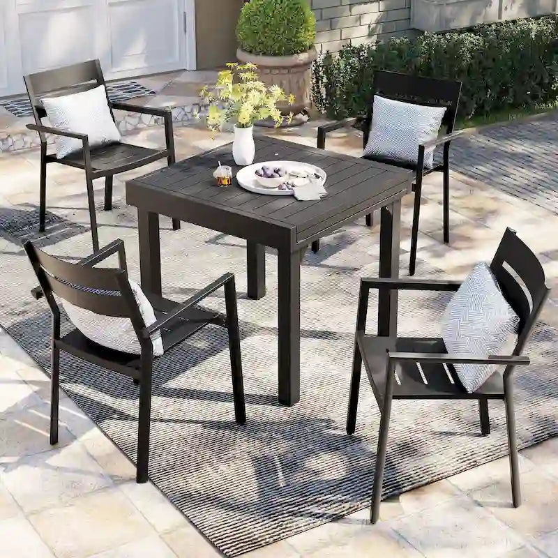 Pellebant Outdoor Patio Aluminum Stackable Dining Armchairs - 22.2in W x 21.5in D x 32.2in H