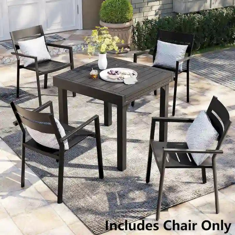 Pellebant Outdoor Patio Aluminum Stackable Dining Armchairs - 22.2in W x 21.5in D x 32.2in H