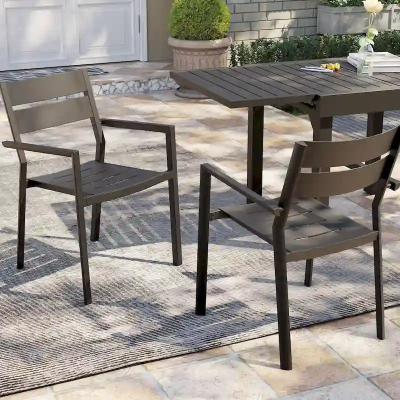 Pellebant Outdoor Patio Aluminum Stackable Dining Armchairs - 22.2in W x 21.5in D x 32.2in H
