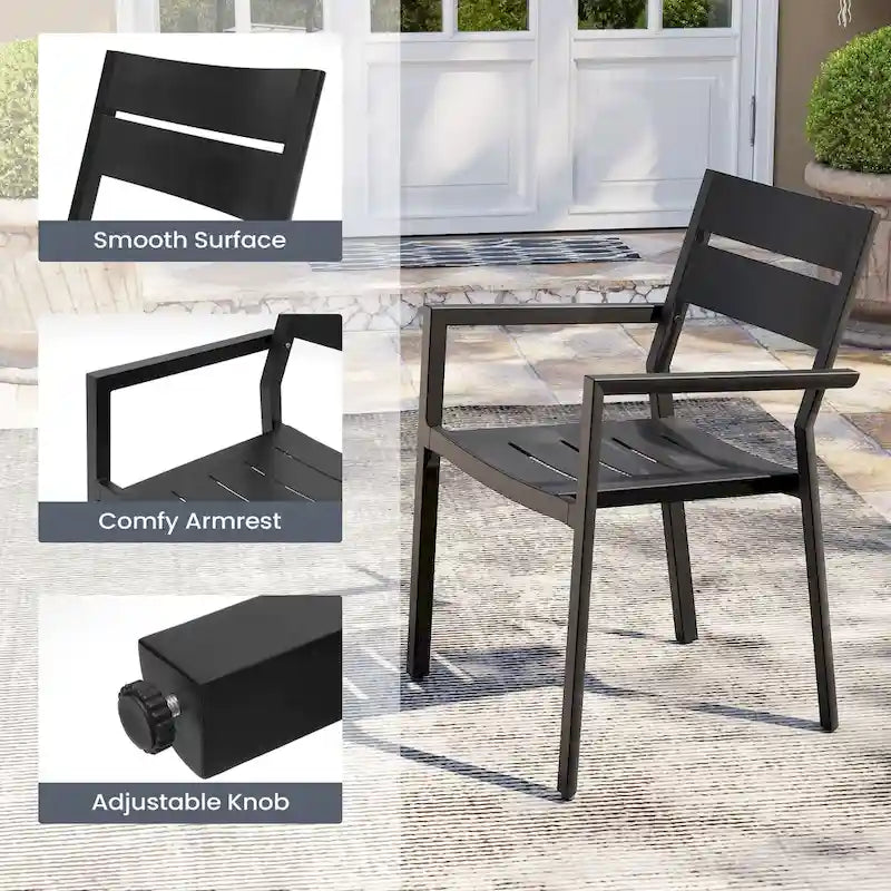 Pellebant Outdoor Patio Aluminum Stackable Dining Armchairs - 22.2in W x 21.5in D x 32.2in H