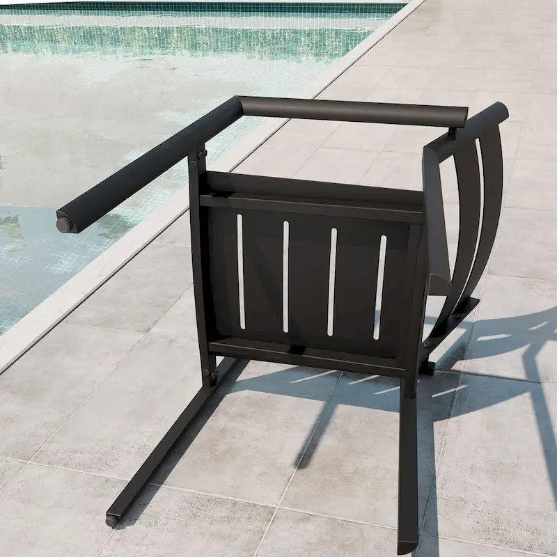 Pellebant Outdoor Patio Aluminum Stackable Dining Armchairs - 22.2in W x 21.5in D x 32.2in H