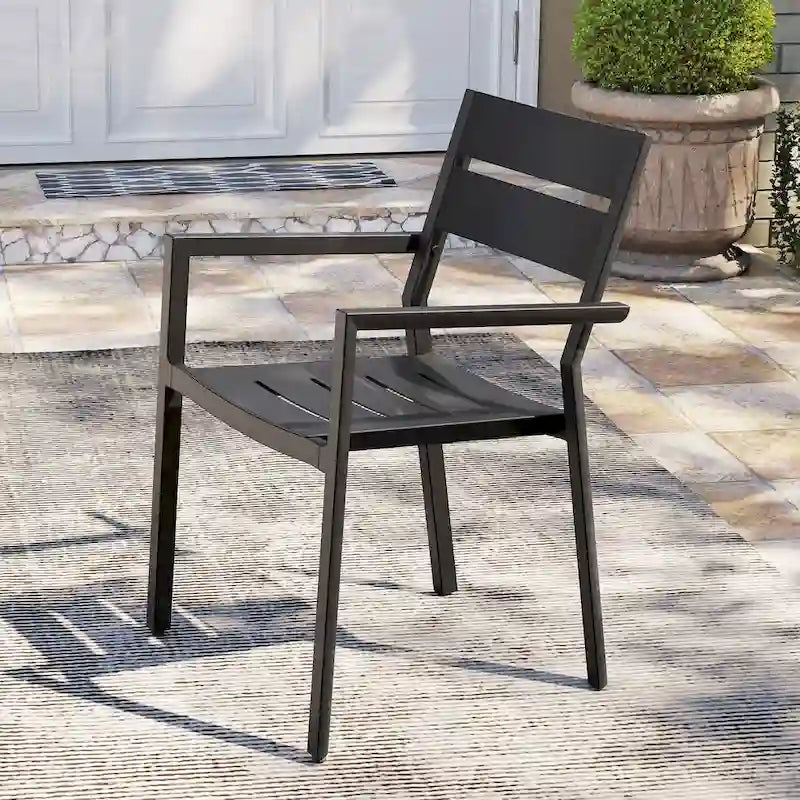 Pellebant Outdoor Patio Aluminum Stackable Dining Armchairs - 22.2in W x 21.5in D x 32.2in H