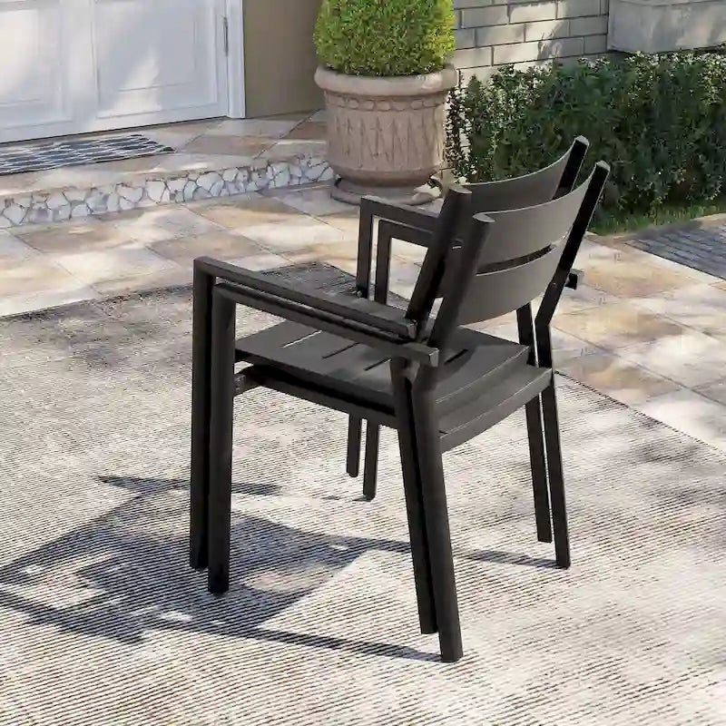Pellebant Outdoor Patio Aluminum Stackable Dining Armchairs - 22.2in W x 21.5in D x 32.2in H