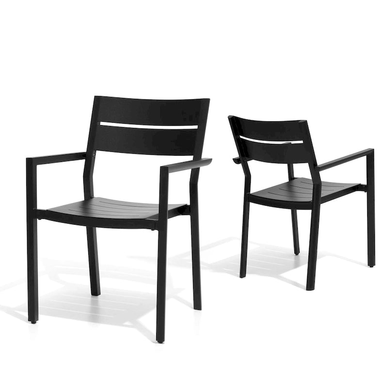 Pellebant Outdoor Patio Aluminum Stackable Dining Armchairs - 22.2in W x 21.5in D x 32.2in H