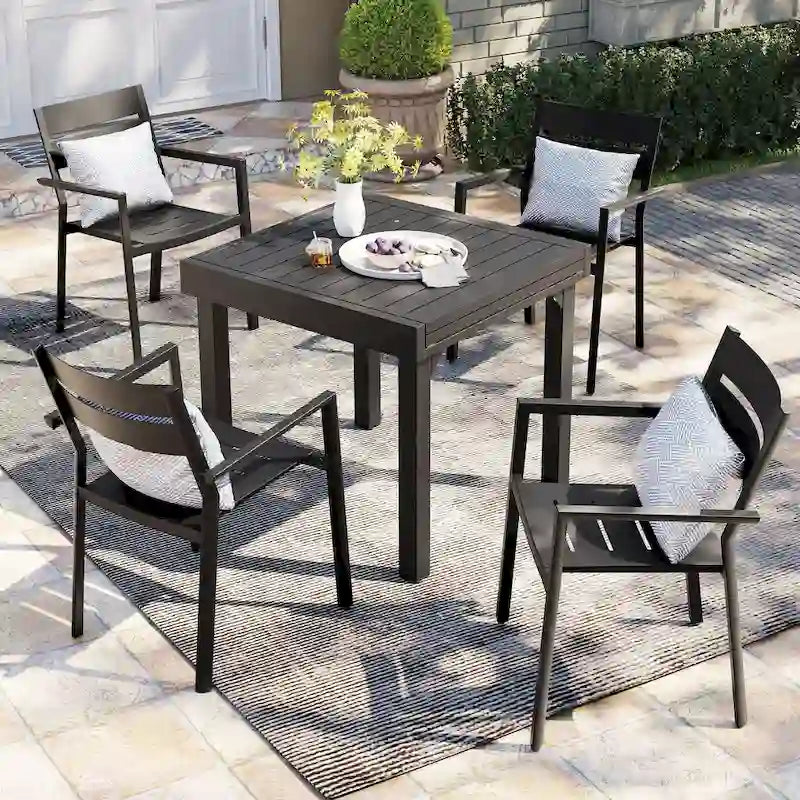 Pellebant Outdoor Patio Aluminum Stackable Dining Armchairs - 22.2in W x 21.5in D x 32.2in H