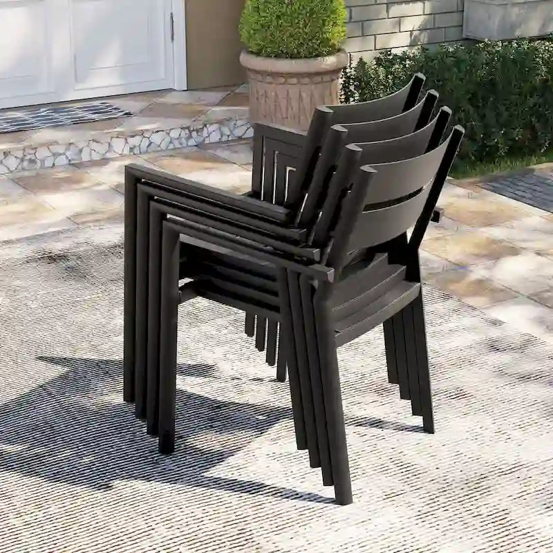 Pellebant Outdoor Patio Aluminum Stackable Dining Armchairs - 22.2in W x 21.5in D x 32.2in H