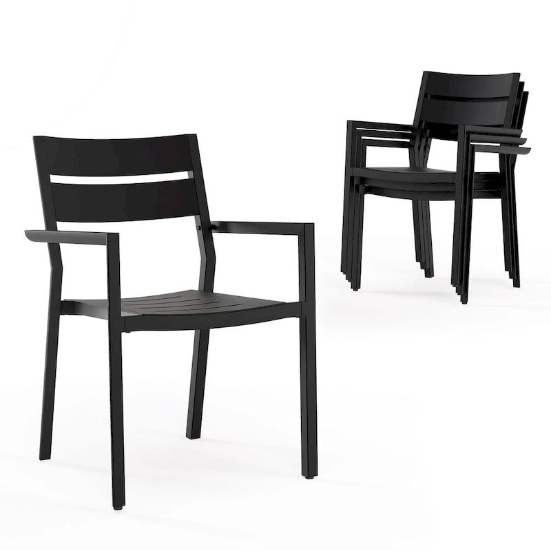 Pellebant Outdoor Patio Aluminum Stackable Dining Armchairs - 22.2in W x 21.5in D x 32.2in H