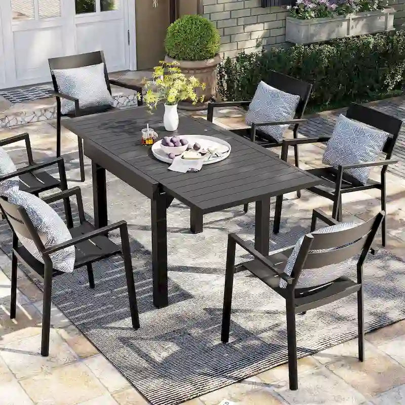 Pellebant Outdoor Patio Aluminum Stackable Dining Armchairs - 22.2in W x 21.5in D x 32.2in H