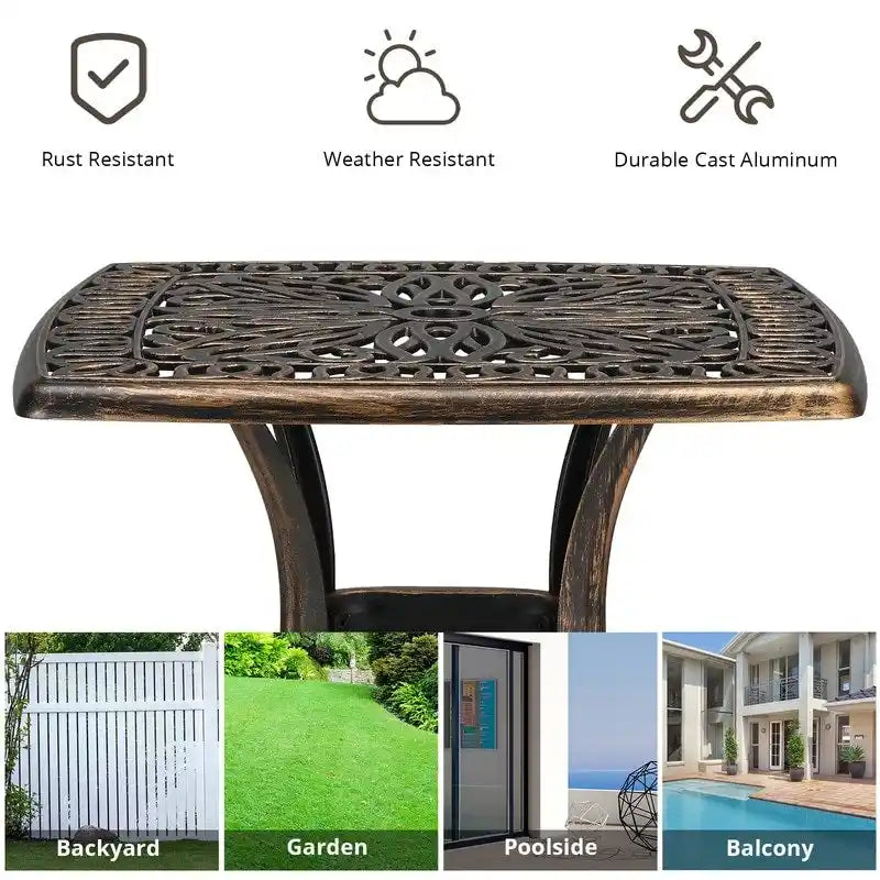 21 Cast Aluminum Outdoor Patio Dining Table