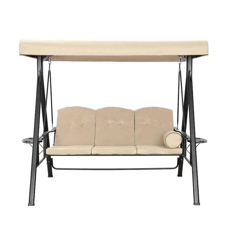 Steel 3-Person Outdoor Canopy Swing With Stand
