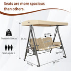 Steel 3-Person Outdoor Canopy Swing With Stand