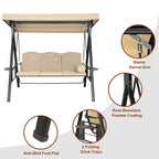 Steel 3-Person Outdoor Canopy Swing With Stand