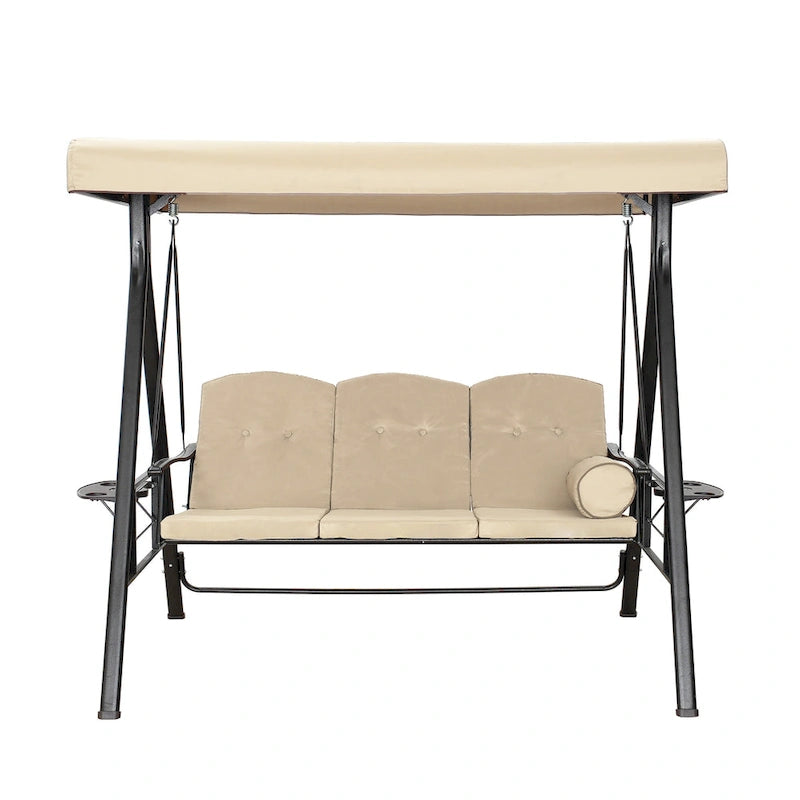 Steel 3-Person Outdoor Canopy Swing With Stand