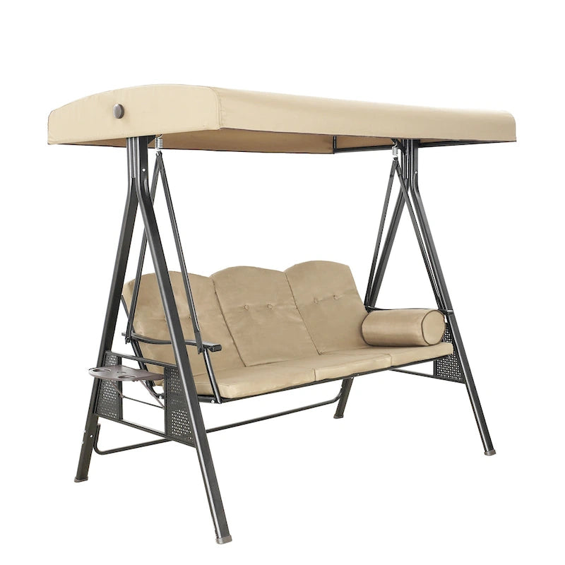 Steel 3-Person Outdoor Canopy Swing With Stand