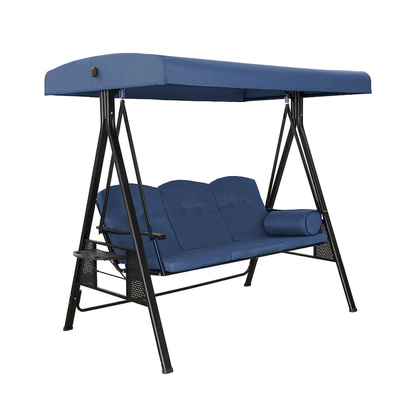 Steel 3-Person Outdoor Canopy Swing With Stand