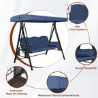 Steel 3-Person Outdoor Canopy Swing With Stand