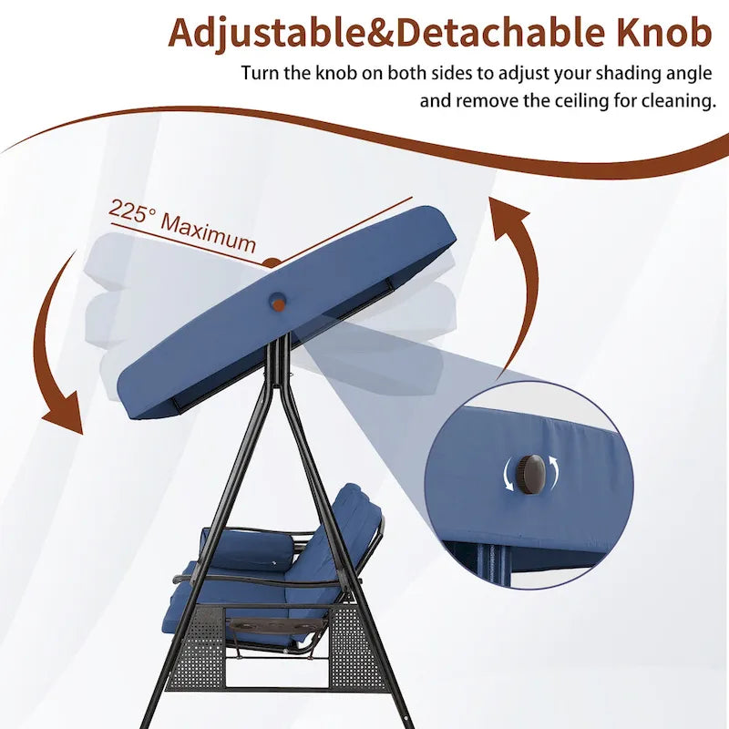 Steel 3-Person Outdoor Canopy Swing With Stand