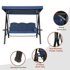 Steel 3-Person Outdoor Canopy Swing With Stand