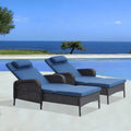 Outdoor PE Wicker Chaise Lounge Set