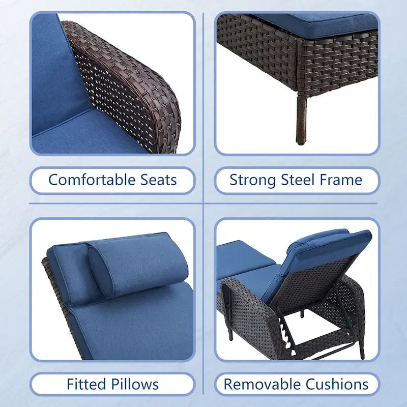 Outdoor PE Wicker Chaise Lounge Set