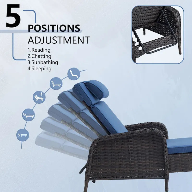 Outdoor PE Wicker Chaise Lounge Set