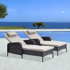Outdoor PE Wicker Chaise Lounge Set