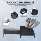 Outdoor PE Wicker Chaise Lounge Set