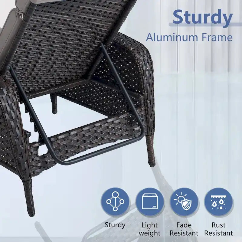 Outdoor PE Wicker Chaise Lounge Set