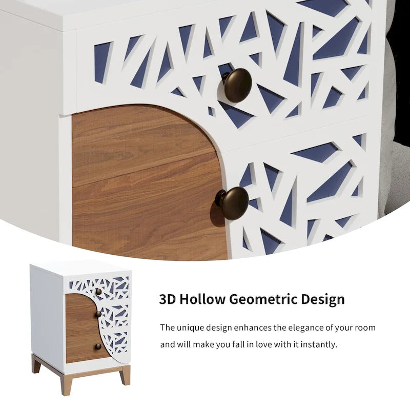 ComfyStyle 3-Drawer Handmade Texture Pattern Side Table