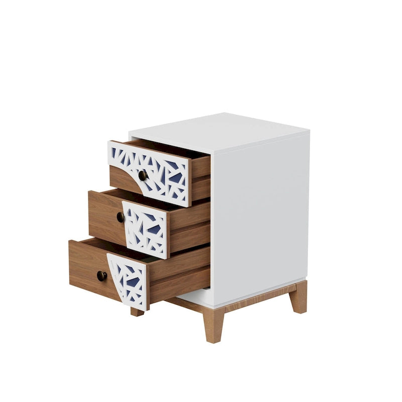 ComfyStyle 3-Drawer Handmade Texture Pattern Side Table
