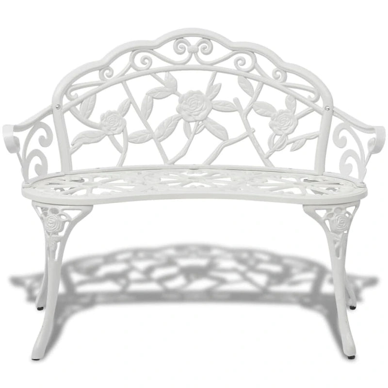 vidaXL Patio Bench 39.4 Cast Aluminum White - 139.4x21.3x31.5