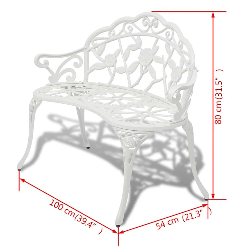 vidaXL Patio Bench 39.4 Cast Aluminum White - 139.4x21.3x31.5