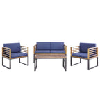 Costway 4pcs Patio Acacia Wood Chair Table Loveseat Cushioned - See Details