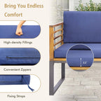 Costway 4pcs Patio Acacia Wood Chair Table Loveseat Cushioned - See Details