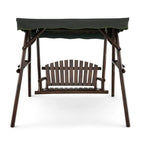 2-Person Outdoor Wooden Porch Swing with an Adjustable Canopy - 80 x 53.5 x 66 (L X W X H)