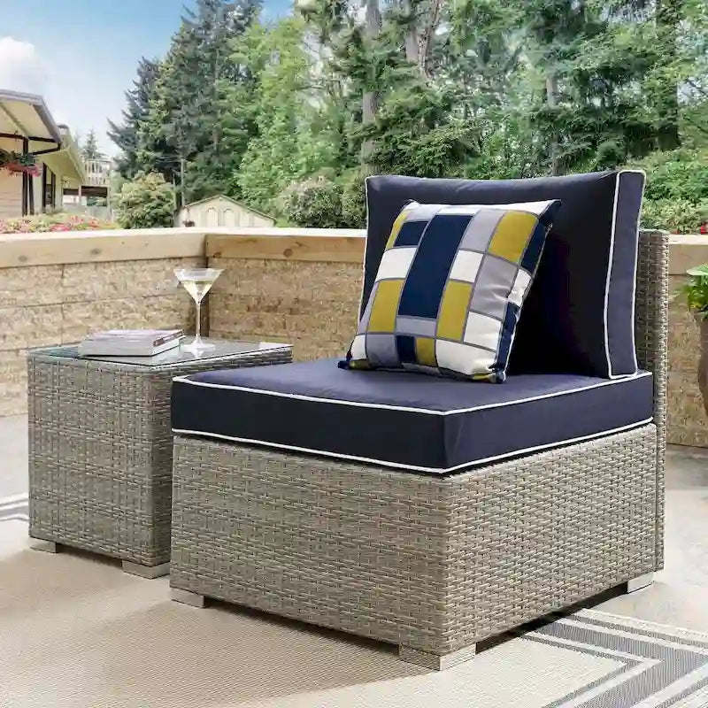 Havenside Home Bocabec Modern Fabric Outdoor Patio Armless Chair