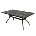 Modern Ornate Outdoor Mesh Aluminum 68-in Rectangular Patio Dining Set with Six Chairs - N/A