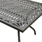 Modern Ornate Outdoor Mesh Aluminum 68-in Rectangular Patio Dining Set with Six Chairs - N/A