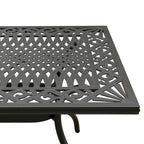 Modern Ornate Outdoor Mesh Aluminum 68-in Rectangular Patio Dining Set with Six Chairs - N/A
